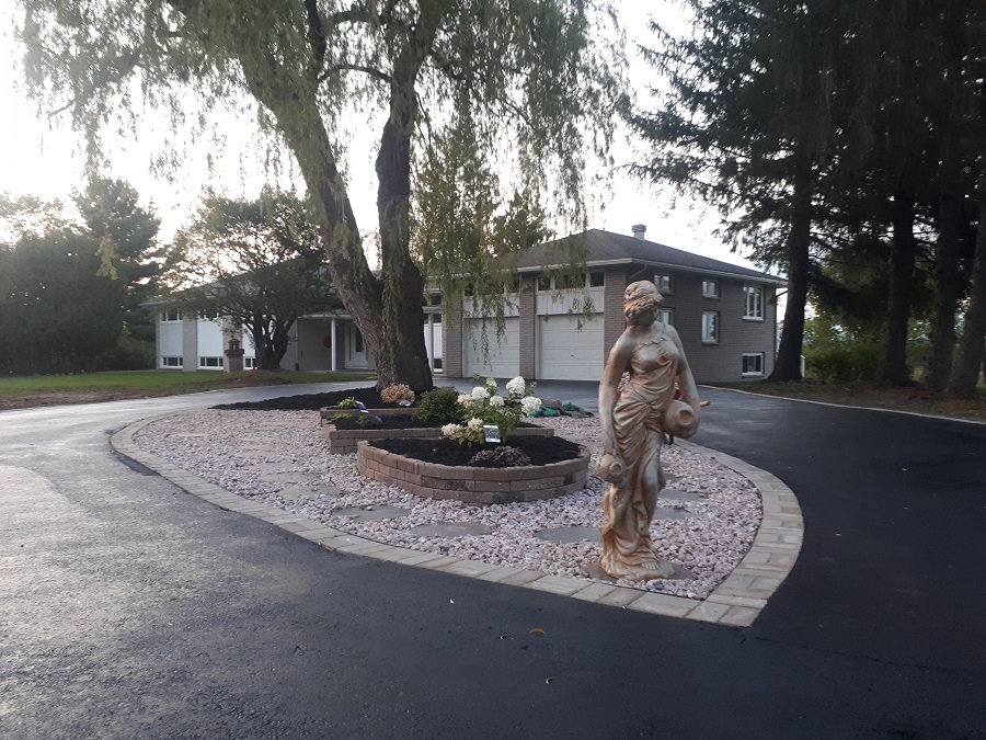 Driveway with landscaping